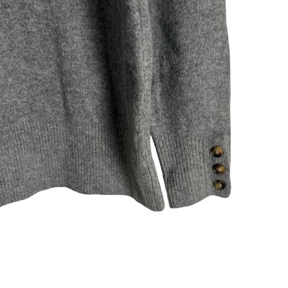 Zara Gray Wool Knit Mock Neck Henley Button Long Sleeve Sweater Size Small - Picture 4 of 8